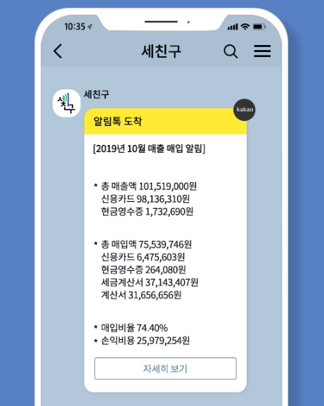 세친구의 알림톡 서비스(예시).