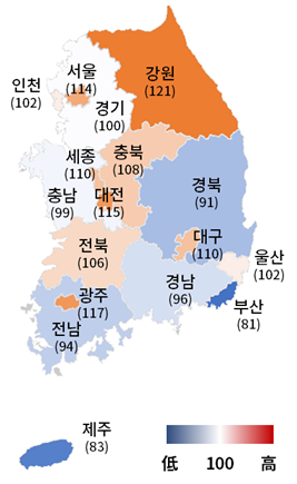 지역별 BSI.<자료=대한상의>