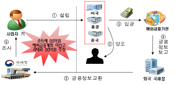 해외주식 양도 대금을 해외금융계좌에 은닉한 후 비거주자로 위장해 국내 반입하고 해외금융계좌 신고 누락한 사례(자료=국세청)