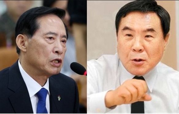 왼쪽부터 한국자유총연맹 송영무 총재, 석성장학회 조용근 이사장.