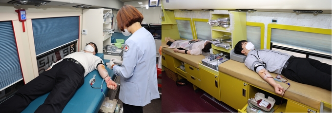 광주국세청 직원들이 헌혈을 하고 있다. <사진=광주지방국세청>