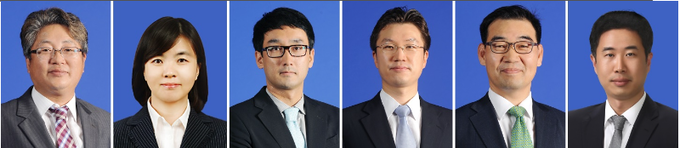 (왼쪽부터) 강정구, 김경미, 김진원, 박성배, 이성태, 조재박 부대표.