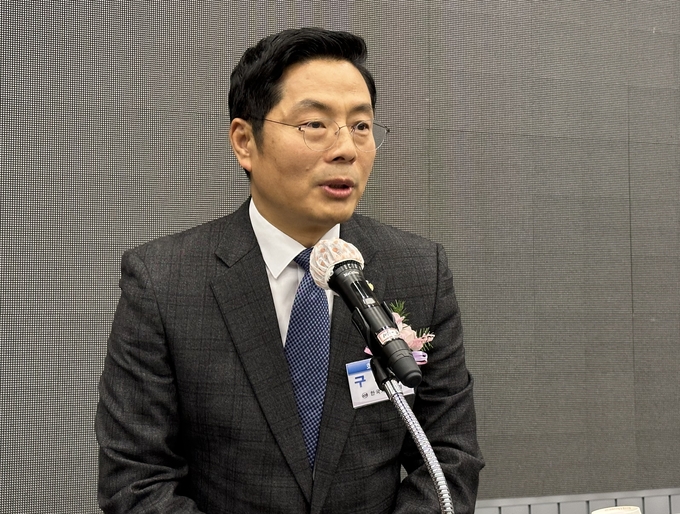 구재이 한국세무사회장이 축사를 하고 있다. 