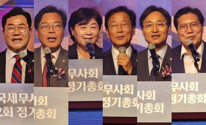 (왼쪽부터)박찬대·송언석·서영교·윤후덕·임광현·송석준 의원이 축사를 하고 있다. 