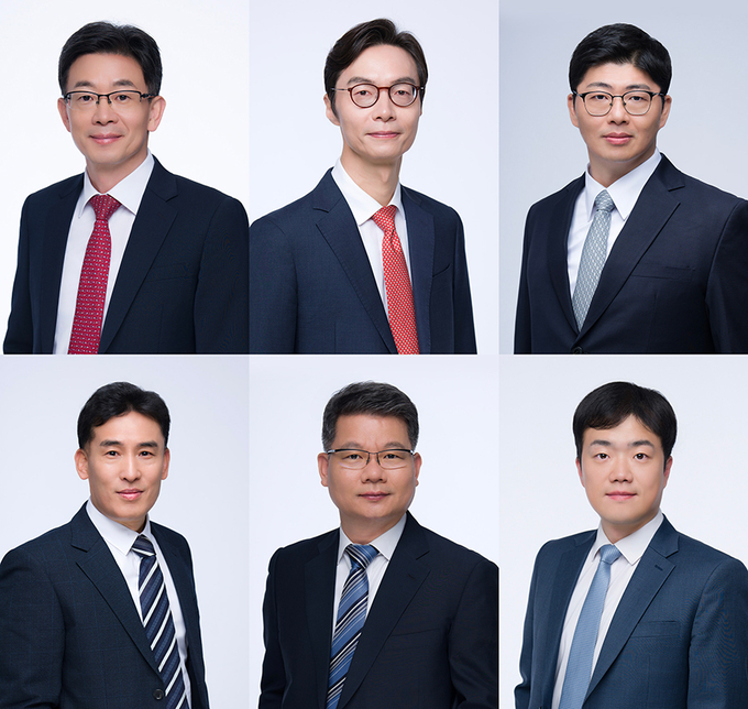 . 위 왼쪽부터 김병규 고문, 도훈태 변호사, 김민 변호사. 아래 왼쪽부터 김기명 전문위원, 김기락 전문위원, 이정렬 변호사<사진=세종>.