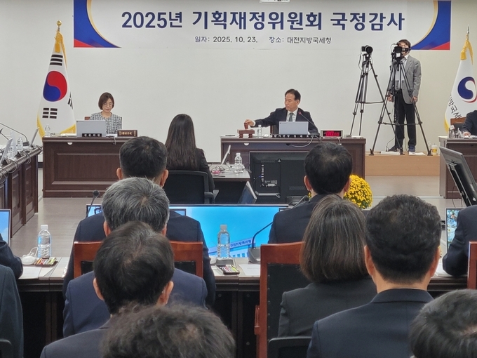정태호 감사2반장이 국회 기재위 국정감사 개회를 선언하고 있다.