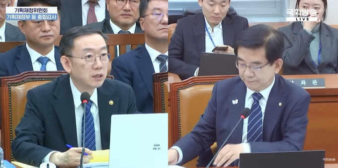 이명구 관세청장이 정일영 의원 질의에 답변하고 있다<사진=국회방송 캡쳐>. 