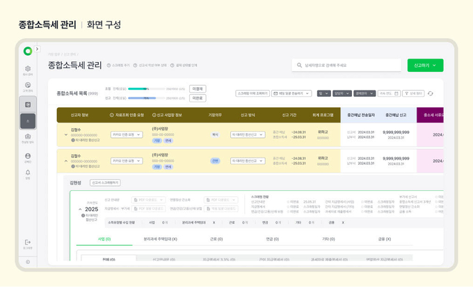 온리원 종소세 관리 화면. 