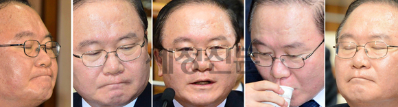 이동흡 후보자, '답하고·물마시고·생각하고'